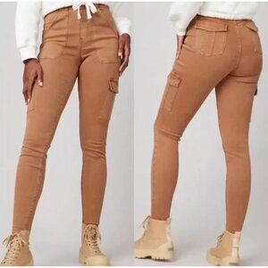 Spanx Stretch Twill Ankle Cargo Pants Womens Brown Medium Petite Comfort Career